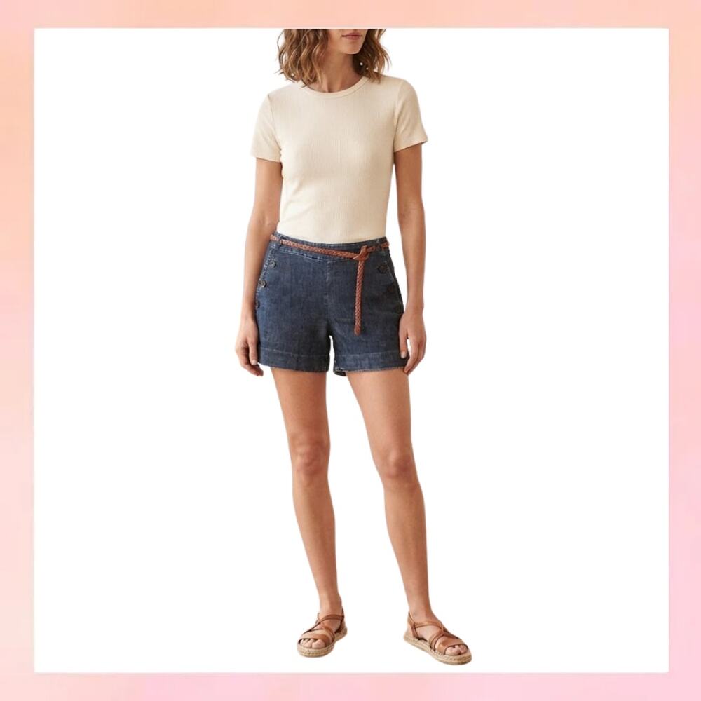 Banana Republic Sailor Denim Shorts Size 27 / 4 Blue Button Accent Cuff